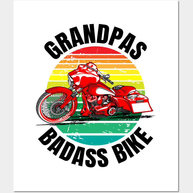 Grandpas badass bike, biker grandpas, coolest grandpas, red bagger Wall Art by Lekrock Shop